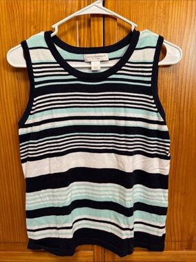 Christopher & Banks Navy, White & Mint Striped Knit Top